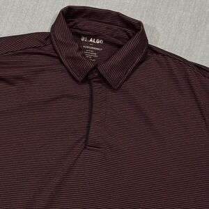 01.ALGO Performance Polo Shirt Mens Medium Maroon Red Striped Quick Dry UPF40
